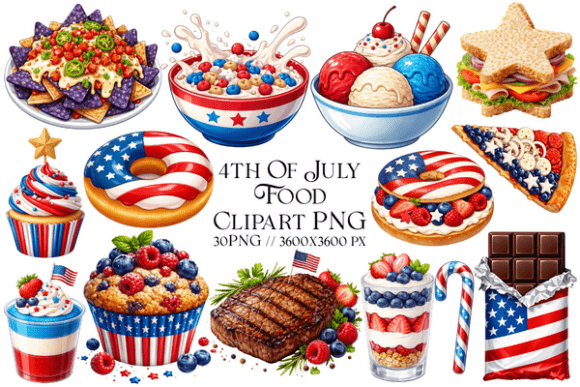 4th of July Food Clipart PNG: Elevating Patriotic Designs with Digital Art