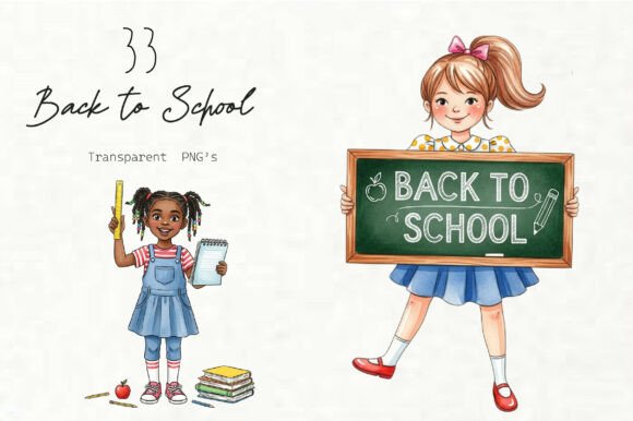 Back to School Black Girl Clipart Bundle