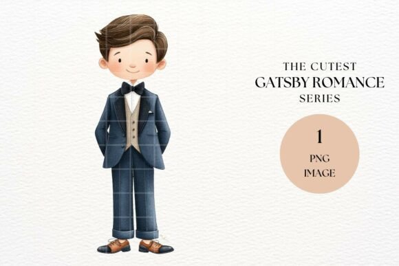 Bring the Roaring Twenties to Life with 1920s Gatsby Boy Suit Clipart PNG