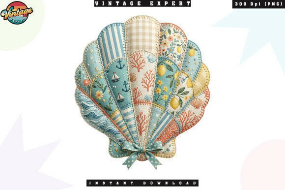 Bringing Coastal Charm to Life with Summer Floral Shell Beach Patchwork PNG