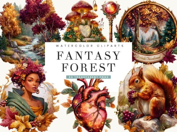 Bringing Enchantment to Life with Watercolor Fantasy Forest Clipart