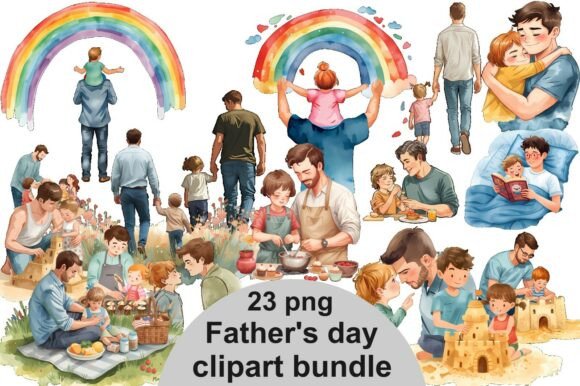 Bringing Fatherhood Adventures to Life with a Watercolor Father’s Day Clipart Bundle