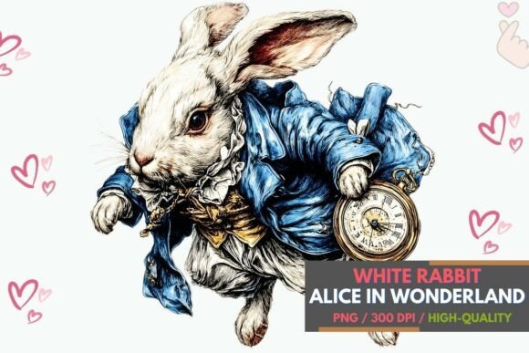 Bringing Storybook Magic to Life with Vintage White Rabbit Pocket Watch Art