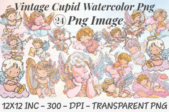 Embrace Timeless Romance with Vintage Cupid Watercolor PNG Clipart