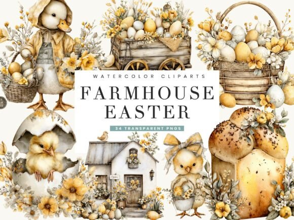 Evaluating the Practical Value of Watercolor Farmhouse Easter Clipart for Creative Projects
