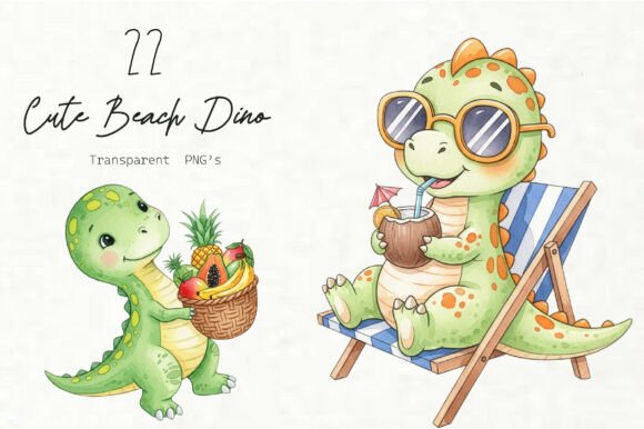 Exploring the Creative Potential of Cute Watercolor Beach Dino Clipart for Modern Design Projects