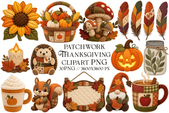 Mastering the Art of Rustic Design with Patchwork Thanksgiving Clipart PNG