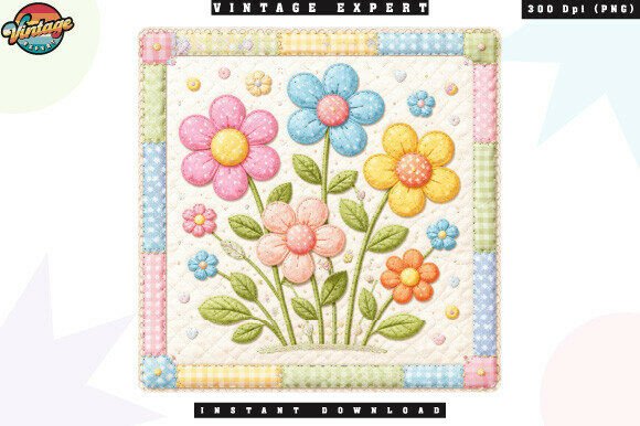 Patchwork Flower Square Aesthetic PNG Guide
