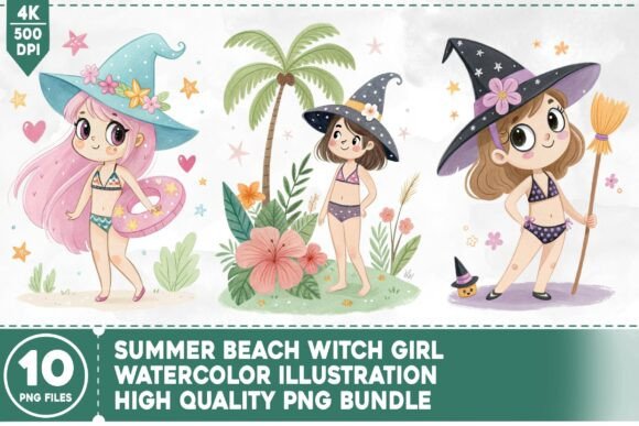 Strategic Branding with Summer Beach Witch Girl Watercolor: A Guide for Creators