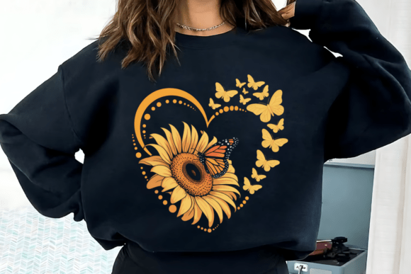 Sunflower Butterfly Heart PNG: Nature’s Charm