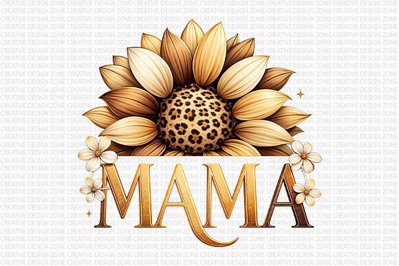 Sunflower Mama Leopard PNG: Blending Rustic Warmth with Modern Style for Mom-Themed Designs